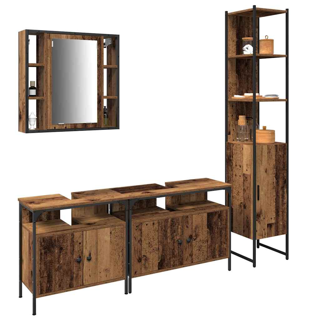 Badezimmermöbel-Set mit Regal 4 pcs Altholz Holzwerkstoff