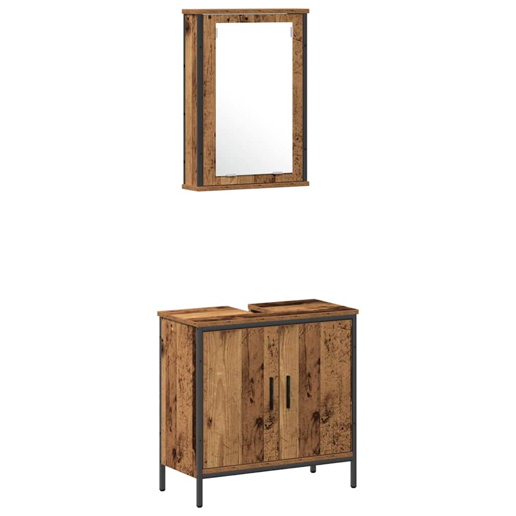 Badezimmermöbel-Set mit Regal mit Tür 4 pcs Braun Holzwerkstoff