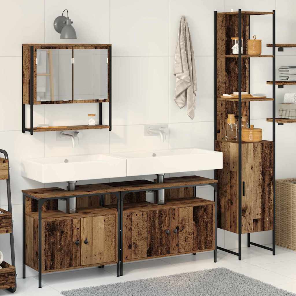 Badezimmermöbel-Set mit Regal 4 pcs Altholz Holzwerkstoff