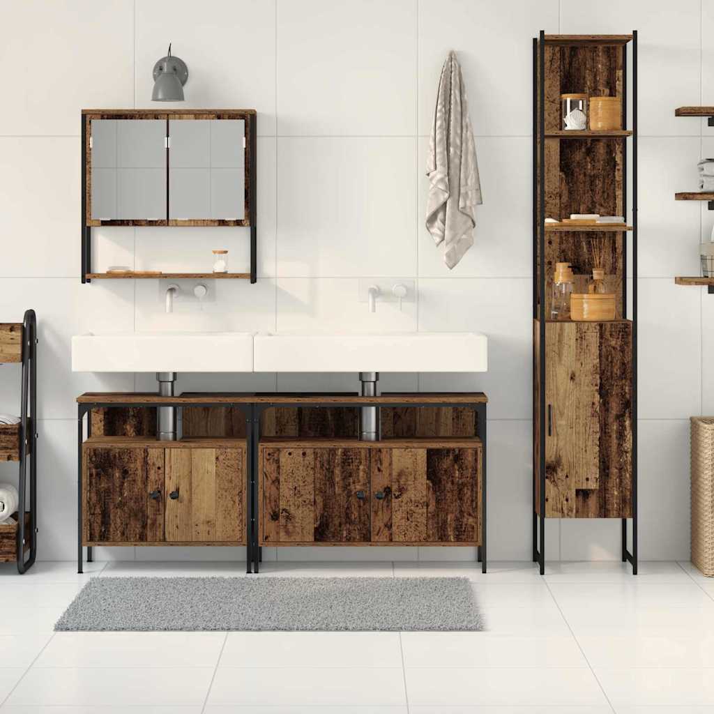 Badezimmermöbel-Set mit Regal 4 pcs Altholz Holzwerkstoff