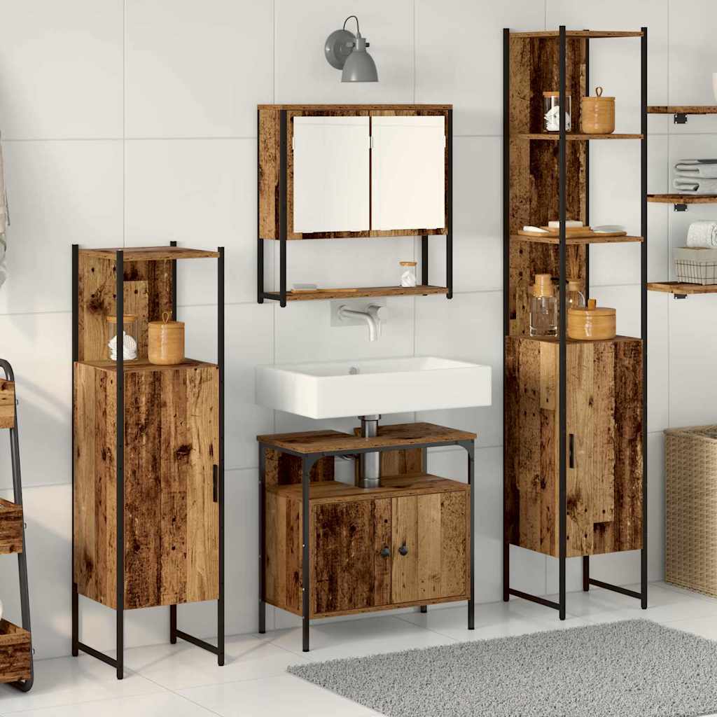 Badezimmermöbel Set mit Regal 4 pcs Altholz Holzwerkstoff