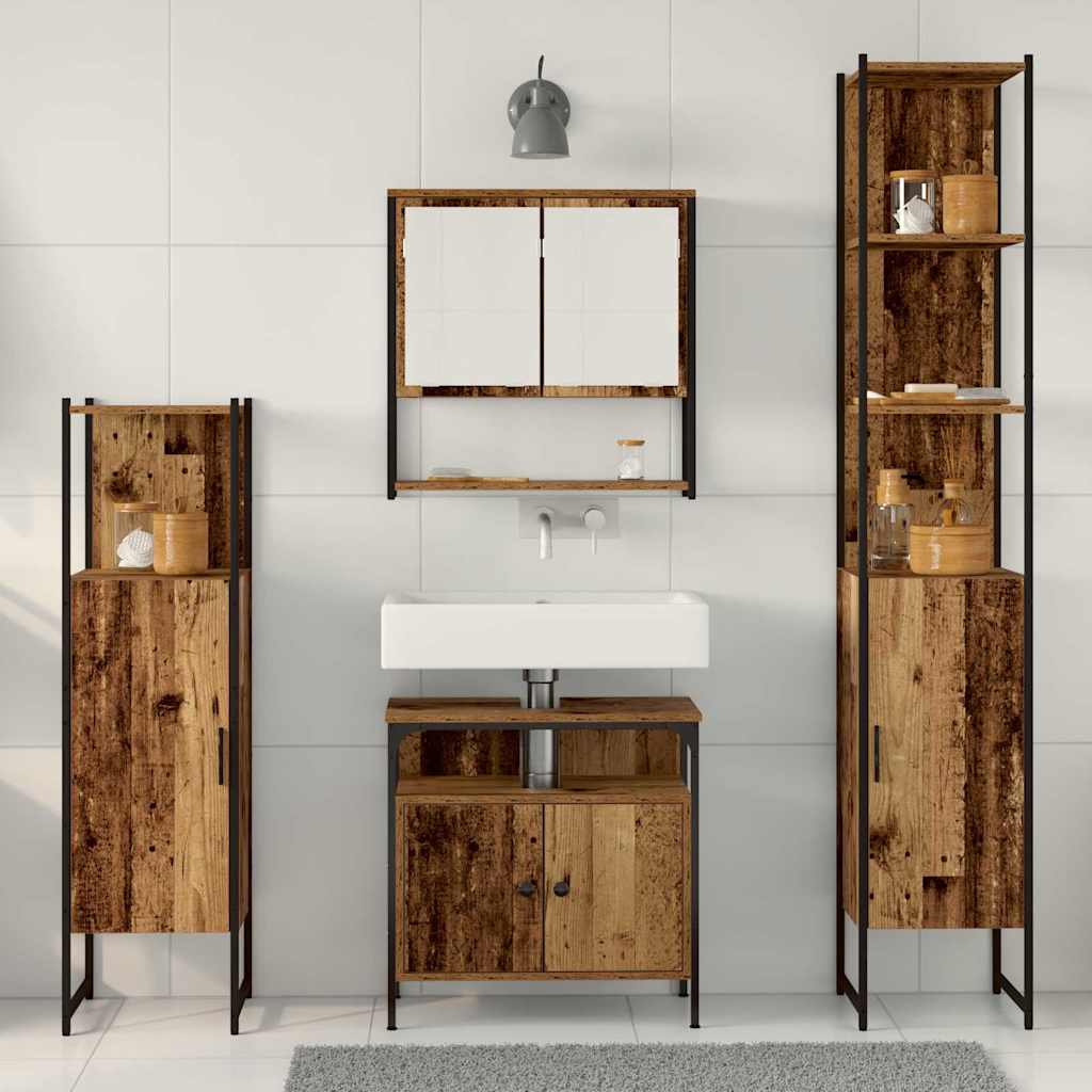 Badezimmermöbel Set mit Regal 4 pcs Altholz Holzwerkstoff