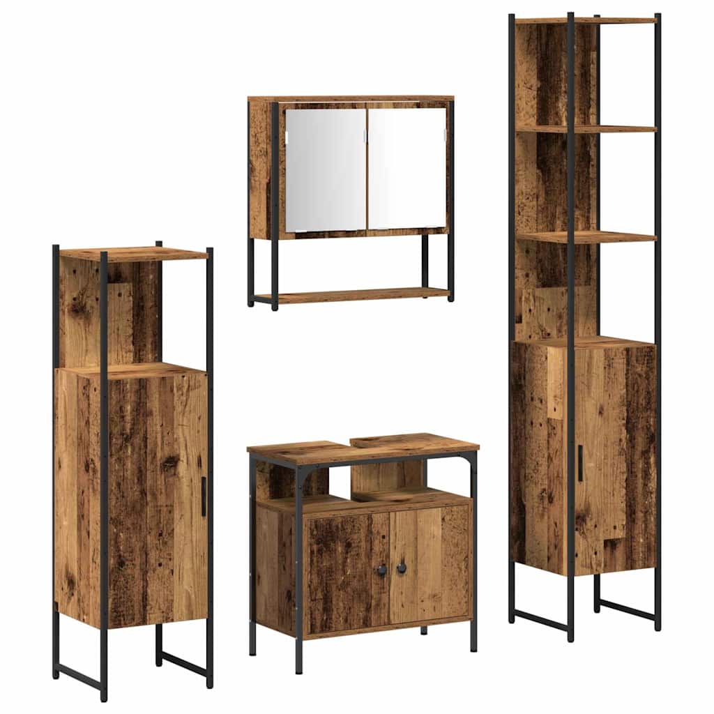 Badezimmermöbel Set mit Regal 4 pcs Altholz Holzwerkstoff