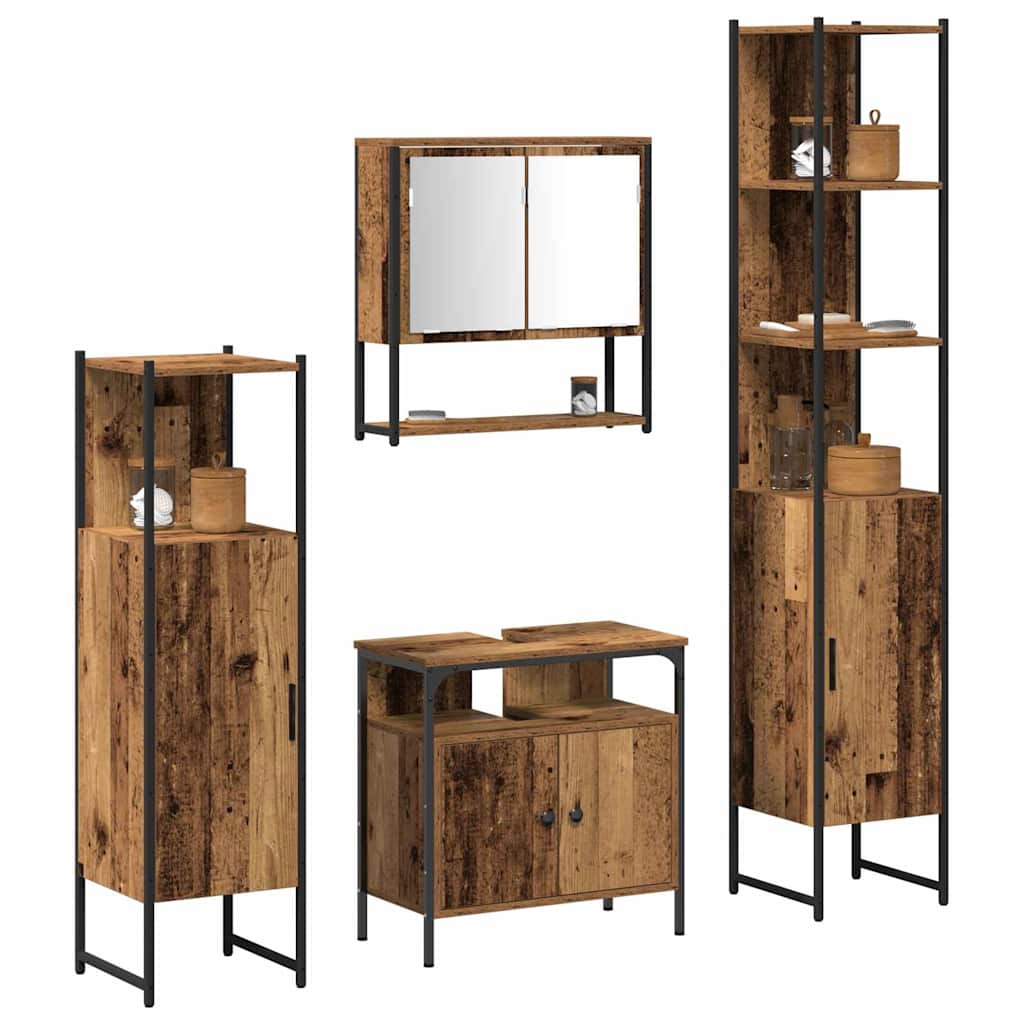 Badezimmermöbel Set mit Regal 4 pcs Altholz Holzwerkstoff