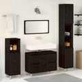 Badezimmermöbel-Set Wandmontiert 3 pcs Schwarz Eichen-Optik
