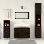 Badezimmermöbel-Set Wandmontiert 3 pcs Schwarz Eichen-Optik