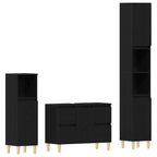 Badezimmermöbel-Set Wandmontiert 3 pcs Schwarz Eichen-Optik