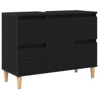 Badezimmermöbel-Set Wandmontiert 3 pcs Schwarz Eichen-Optik