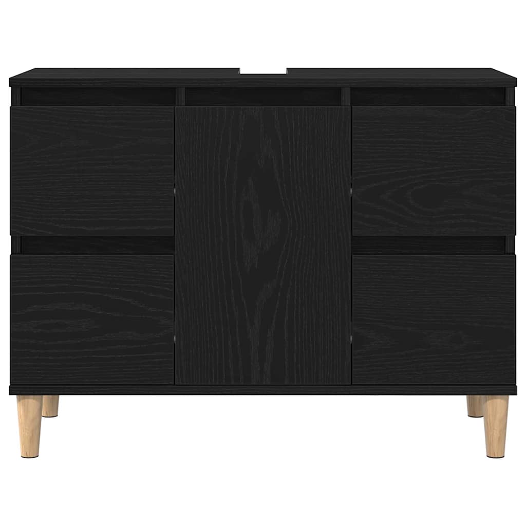 Badezimmermöbel-Set Wandmontiert 3 pcs Schwarz Eichen-Optik