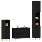 Badezimmermöbel-Set Wandmontiert 3 pcs Schwarz Eichen-Optik