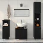 Badezimmermöbel-Set 3 pcs Schwarz Eichen-Optik 30 x 30 x 190 cm