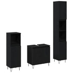 Badezimmermöbel-Set 3 pcs Schwarz Eichen-Optik 30 x 30 x 190 cm