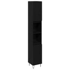 Badezimmermöbel-Set 3 pcs Schwarz Eichen-Optik 30 x 30 x 190 cm