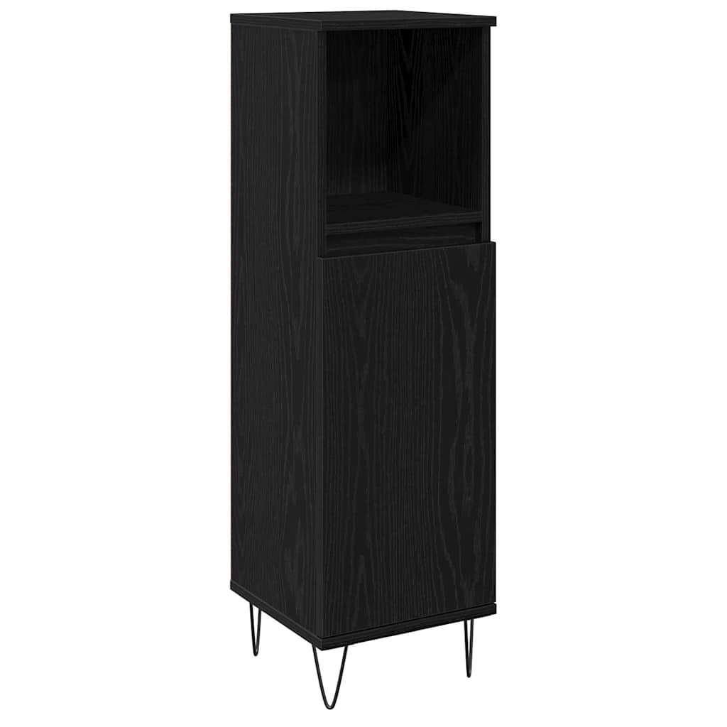 Badezimmermöbel-Set 3 pcs Schwarz Eichen-Optik 30 x 30 x 190 cm