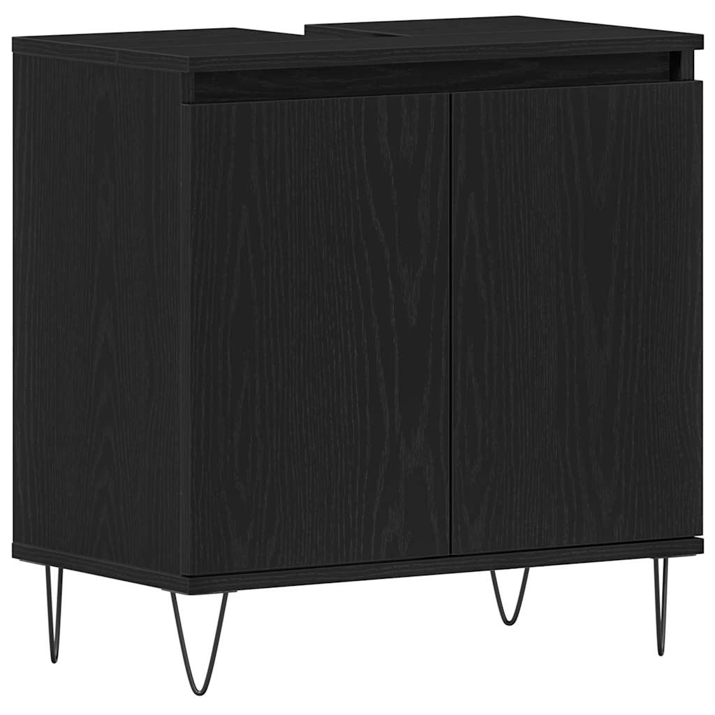 Badezimmermöbel-Set 3 pcs Schwarz Eichen-Optik 30 x 30 x 190 cm