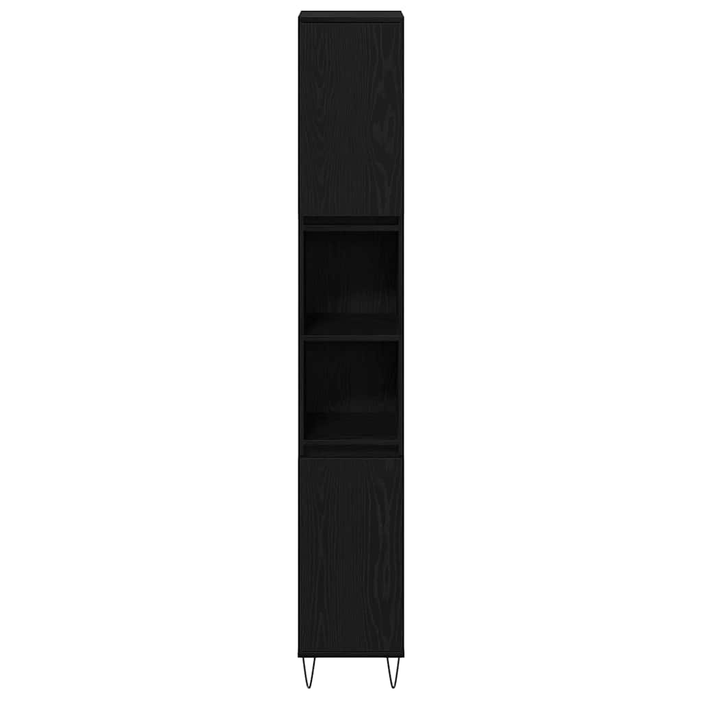 Badezimmermöbel-Set 3 pcs Schwarz Eichen-Optik 30 x 30 x 190 cm