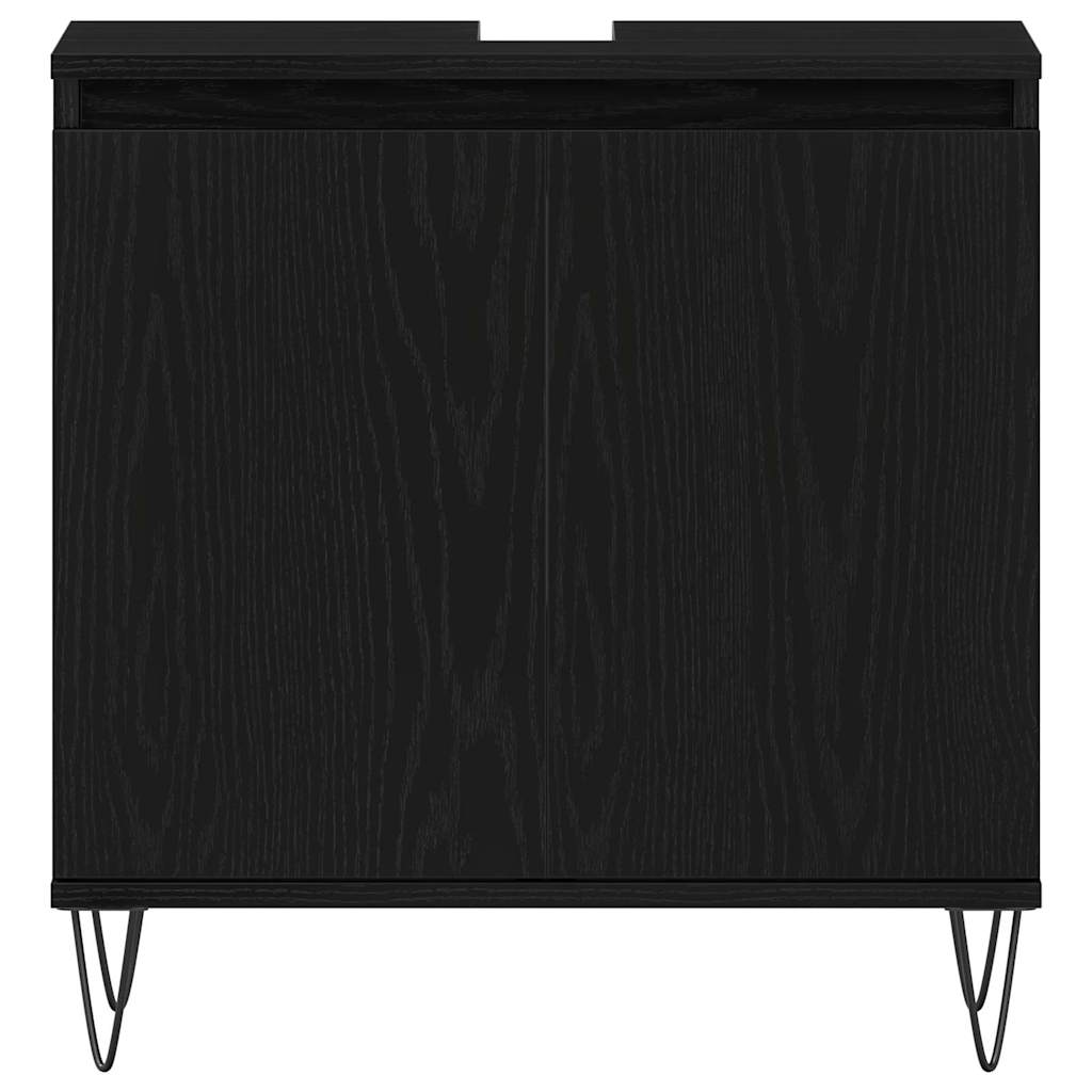 Badezimmermöbel-Set 3 pcs Schwarz Eichen-Optik 30 x 30 x 190 cm