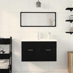 Badezimmerschrank Schwarz Eichen-Optik 80 x 38,5 x 46 cm
