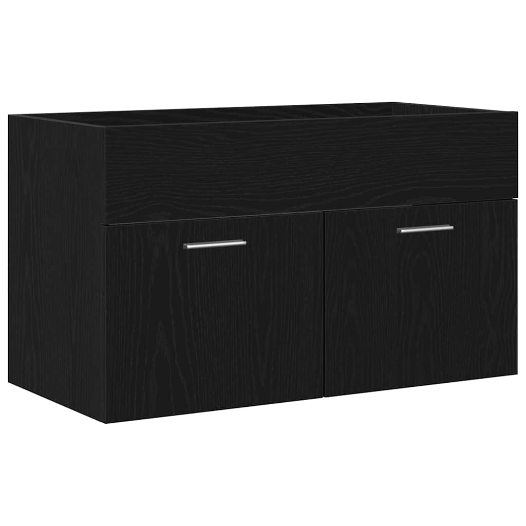 Badezimmerschrank Schwarz Eichen-Optik 80 x 38,5 x 46 cm