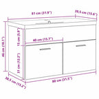 Badezimmerschrank Schwarz Eichen-Optik 80 x 38,5 x 46 cm