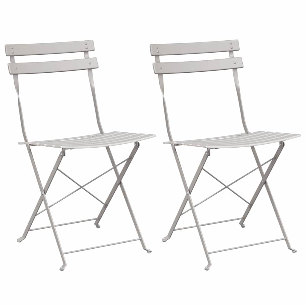 Gartenklappstuhl 2 pcs Beige 42 x 46 x 82cm Metall