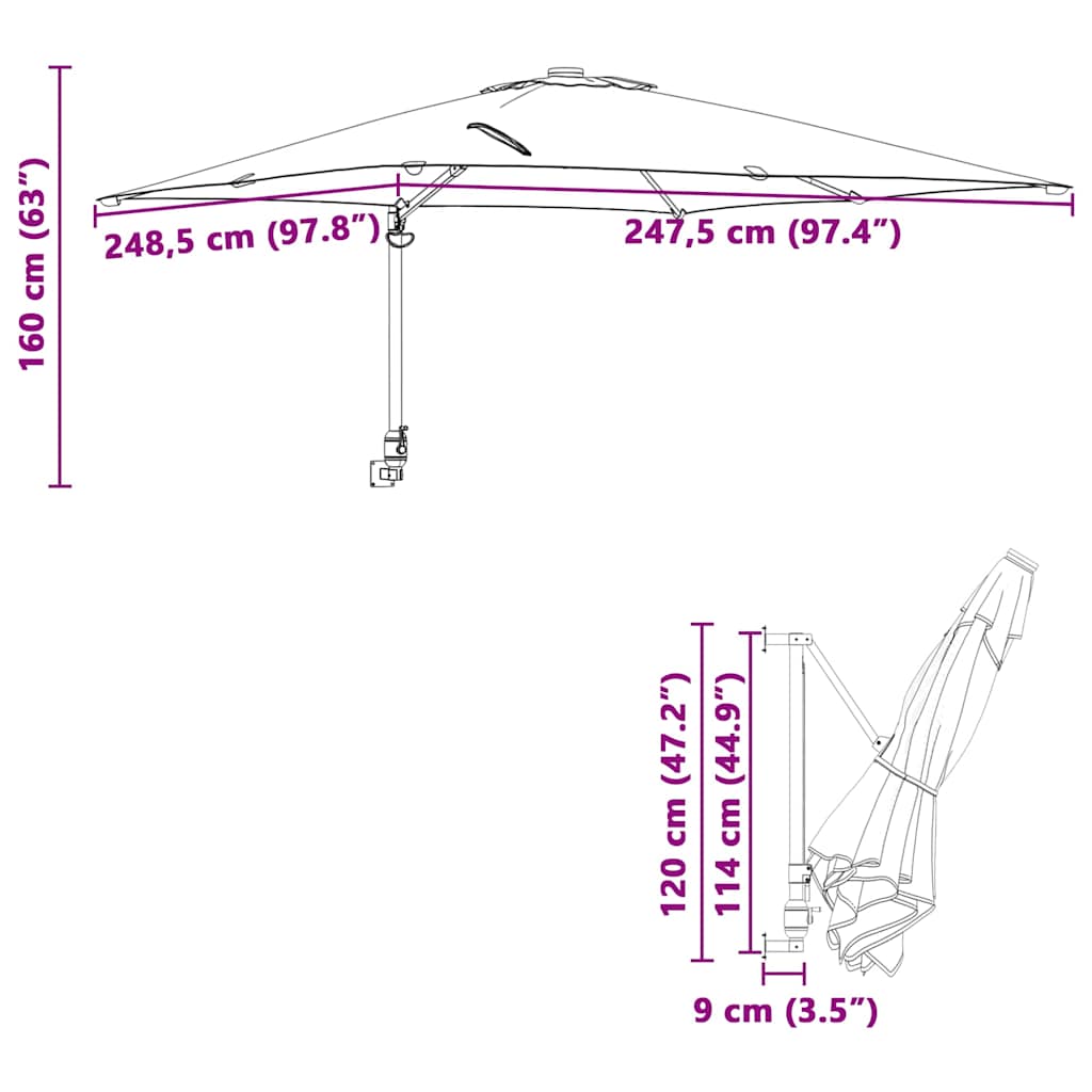 Garten-Sonnenschirm Anthrazit 248,5 x 247,5 x 160 cm