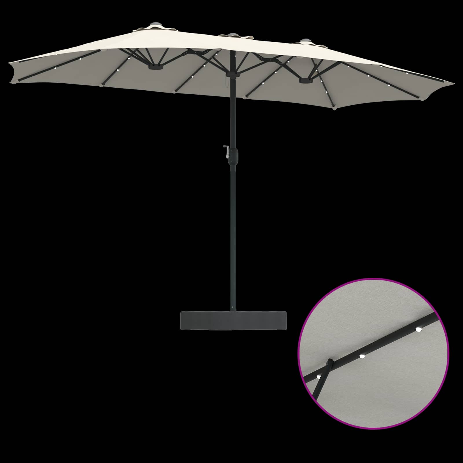 Garten-Sonnenschirm Sand und Anthrazit 385 x 209 x 244 cm