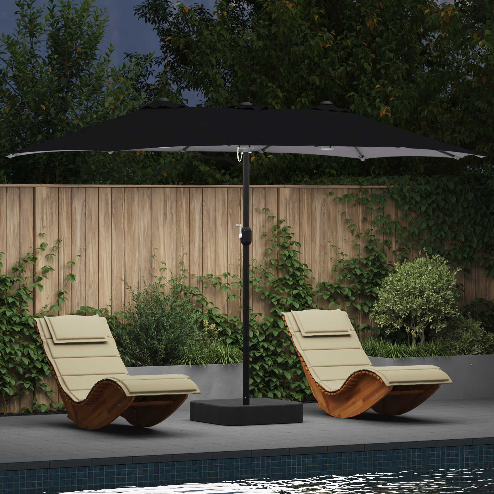 Garten-Sonnenschirm Schwarz 385 x 209 x 244 cm Polyester