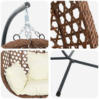 Hängendes Ei-Stuhl Hellcreme 104 x 100 x 191 cm Poly-Rattan