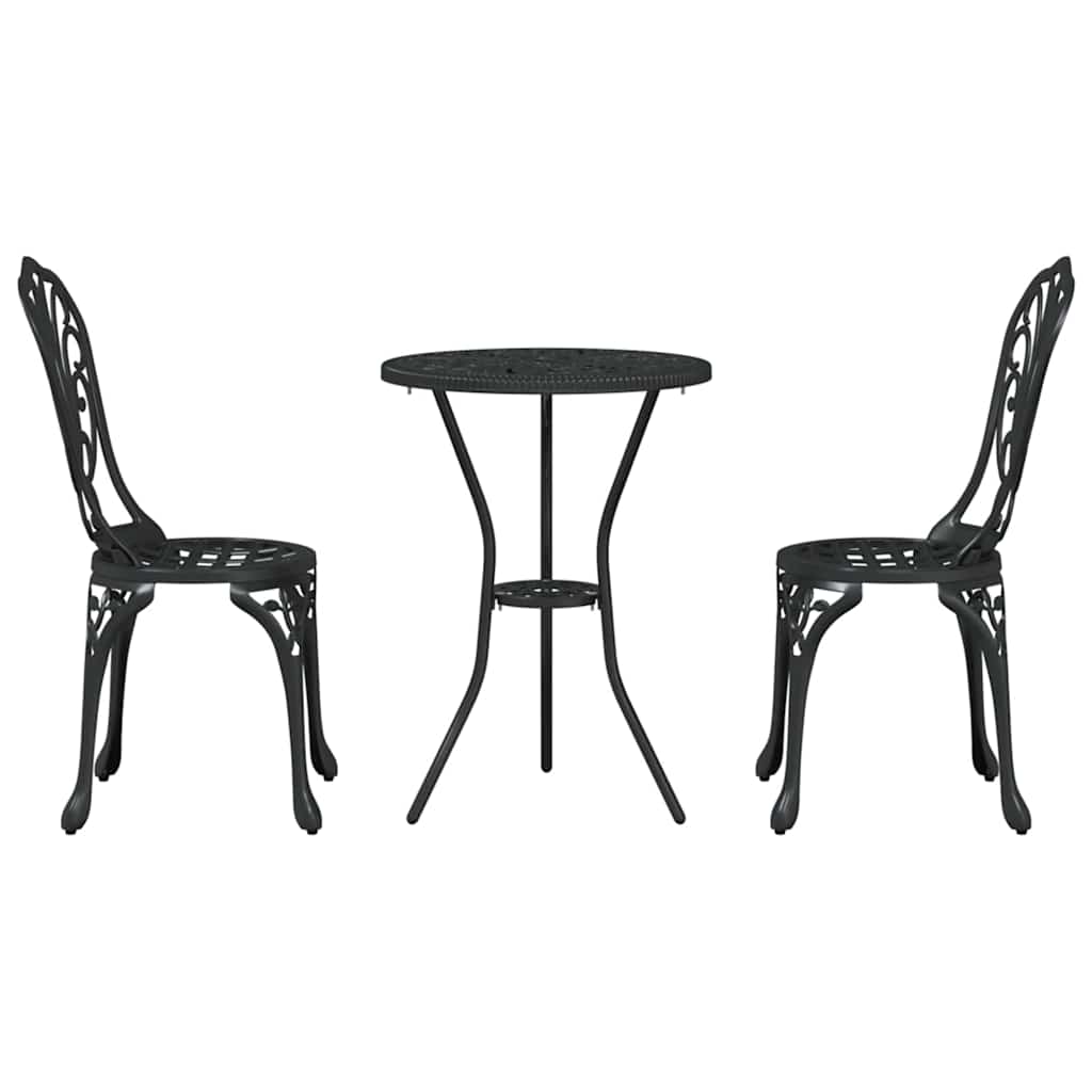 Garten Bistro Set 3 pcs Schwarz Aluminium