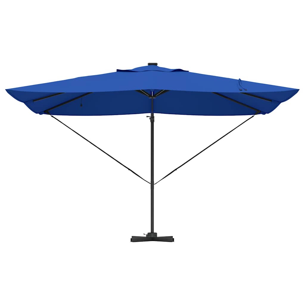 Sonnenschirm mit LED-Lichtleisten Azurblau 352 x 251 x 265 cm