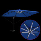 Sonnenschirm mit LED-Lichtleisten Azurblau 352 x 251 x 265 cm