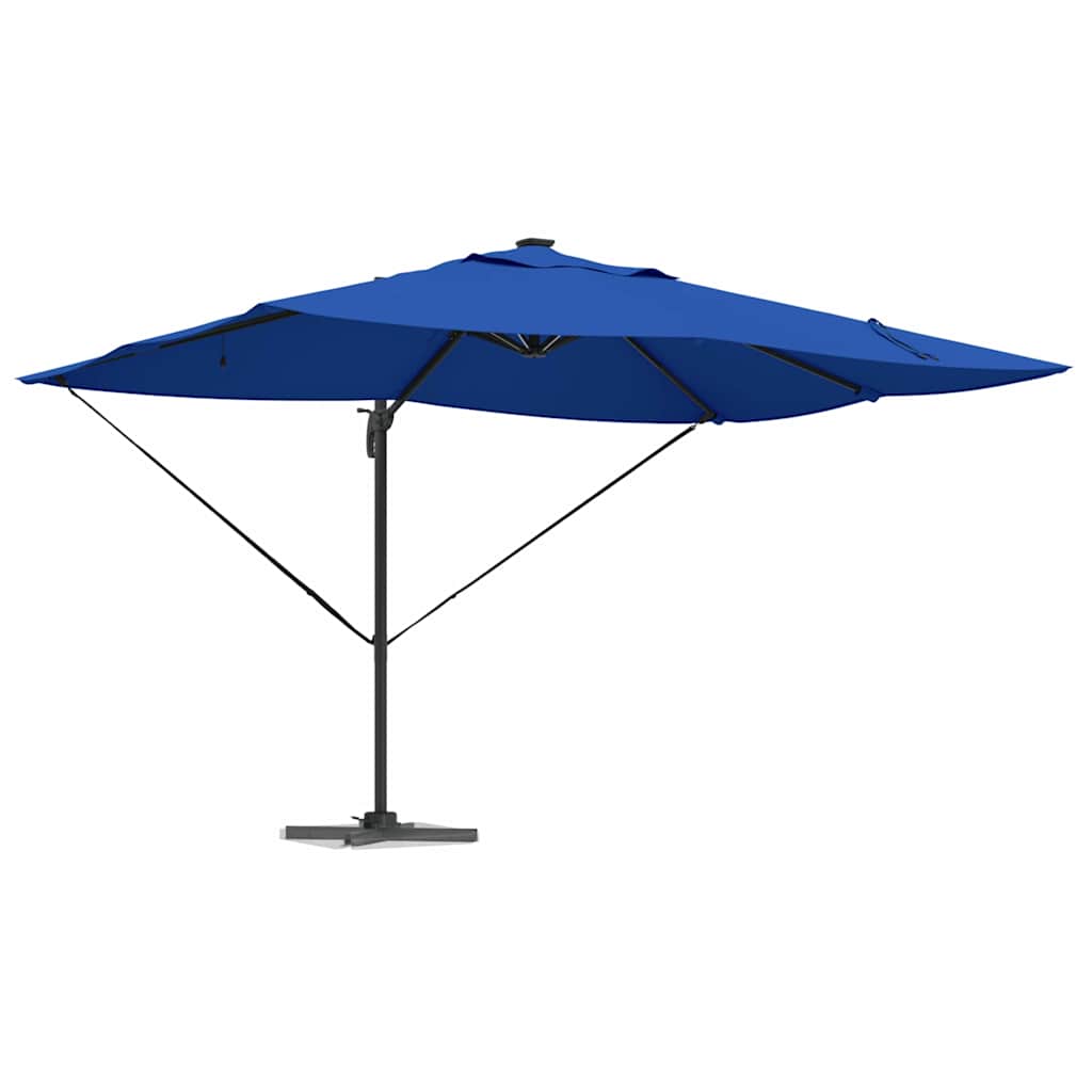 Sonnenschirm mit LED-Lichtleisten Azurblau 352 x 251 x 265 cm