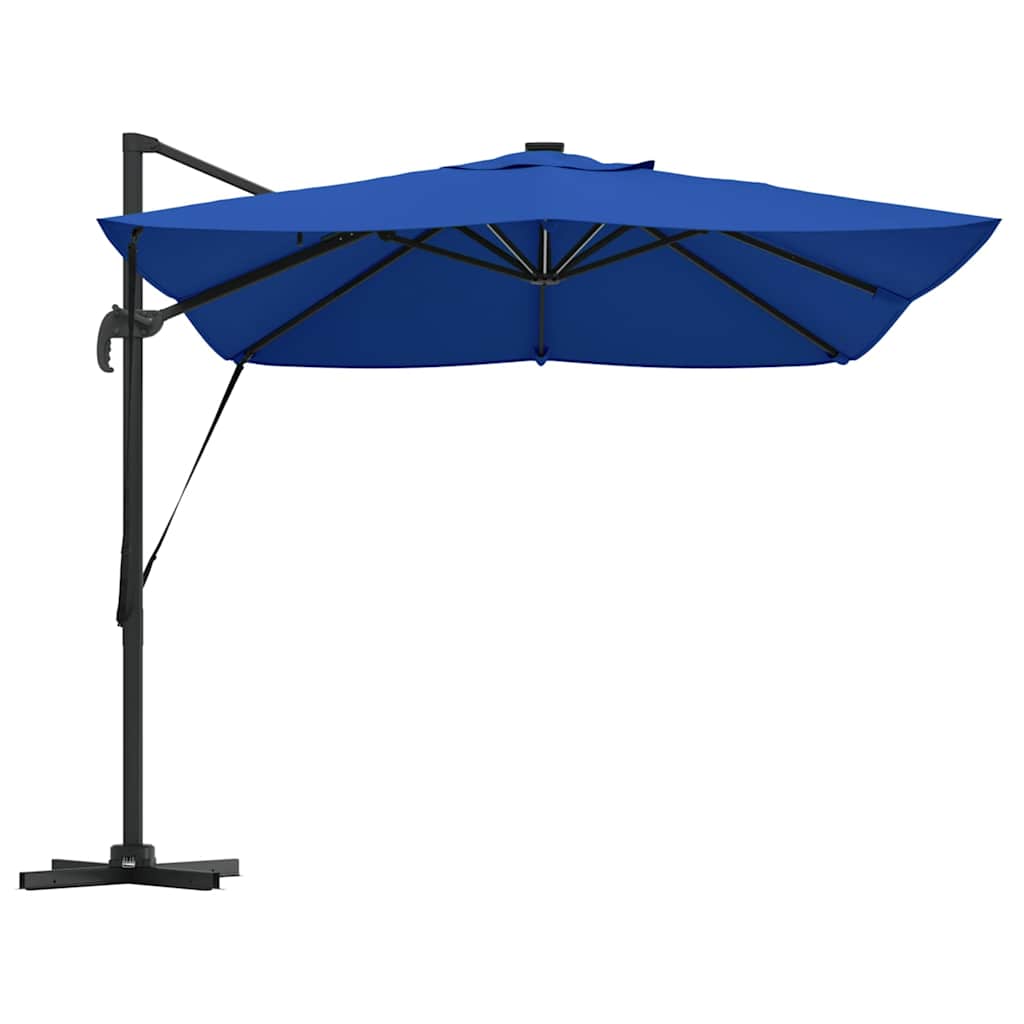 Sonnenschirm mit LED-Lichtleisten Azurblau 352 x 251 x 265 cm