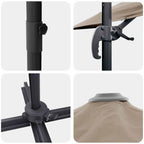 Roma Parasol Taupe 286 x 284 x 265 cm Aluminium und Polyester