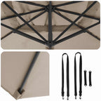Roma Parasol Taupe 286 x 284 x 265 cm Aluminium und Polyester