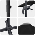 Sonnenschirm Schwarz 351 x 250 x 260 cm Polyester und Aluminium