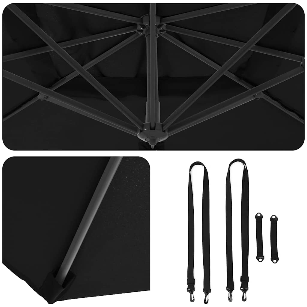 Sonnenschirm Schwarz 351 x 250 x 260 cm Polyester und Aluminium