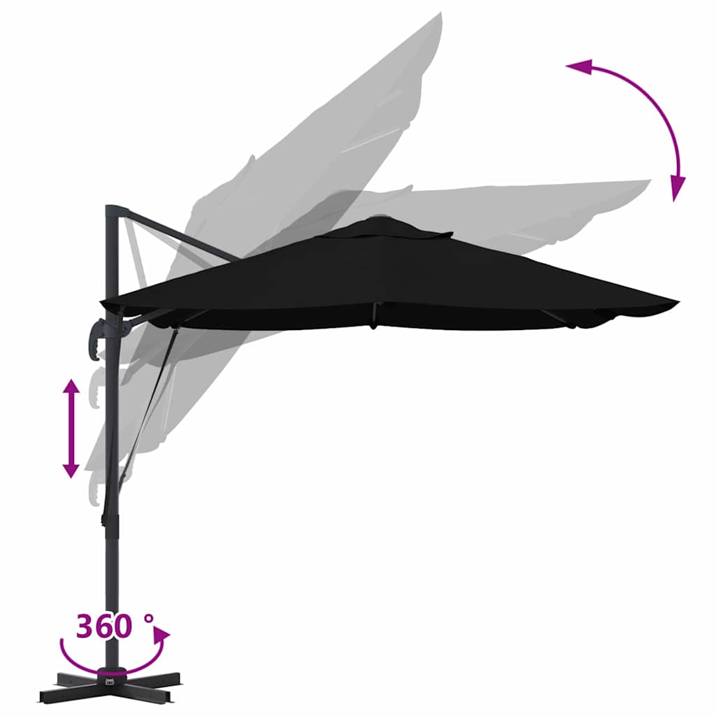 Sonnenschirm Schwarz 351 x 250 x 260 cm Polyester und Aluminium