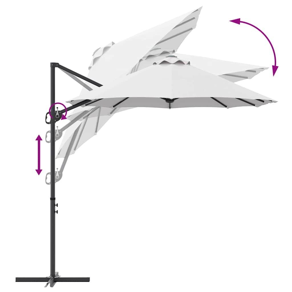 Sonnenschirm Sand 372 x 198 x 243 cm Polyester und Aluminium