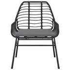 5-tlg. Garten-Essgruppe mit Kissen Schwarz Poly Rattan Glas