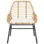 5-tlg. Garten-Essgruppe mit Kissen Braun Poly Rattan Glas