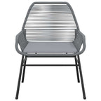 5-tlg. Garten-Essgruppe mit Kissen Grau Poly Rattan Glas
