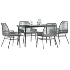 5-tlg. Garten-Essgruppe mit Kissen Grau Poly Rattan Glas