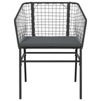 3-tlg. Garten-Essgruppe mit Kissen Schwarz Poly Rattan Glas