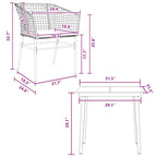 3-tlg. Garten-Essgruppe mit Kissen Schwarz Poly Rattan Glas