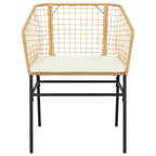 3-tlg. Garten-Essgruppe mit Kissen Braun Poly Rattan Glas