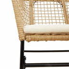 3-tlg. Garten-Essgruppe mit Kissen Braun Poly Rattan Glas