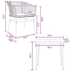 3-tlg. Garten-Essgruppe mit Kissen Braun Poly Rattan Glas