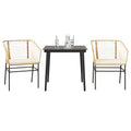 3-tlg. Garten-Essgruppe mit Kissen Braun Poly Rattan Glas